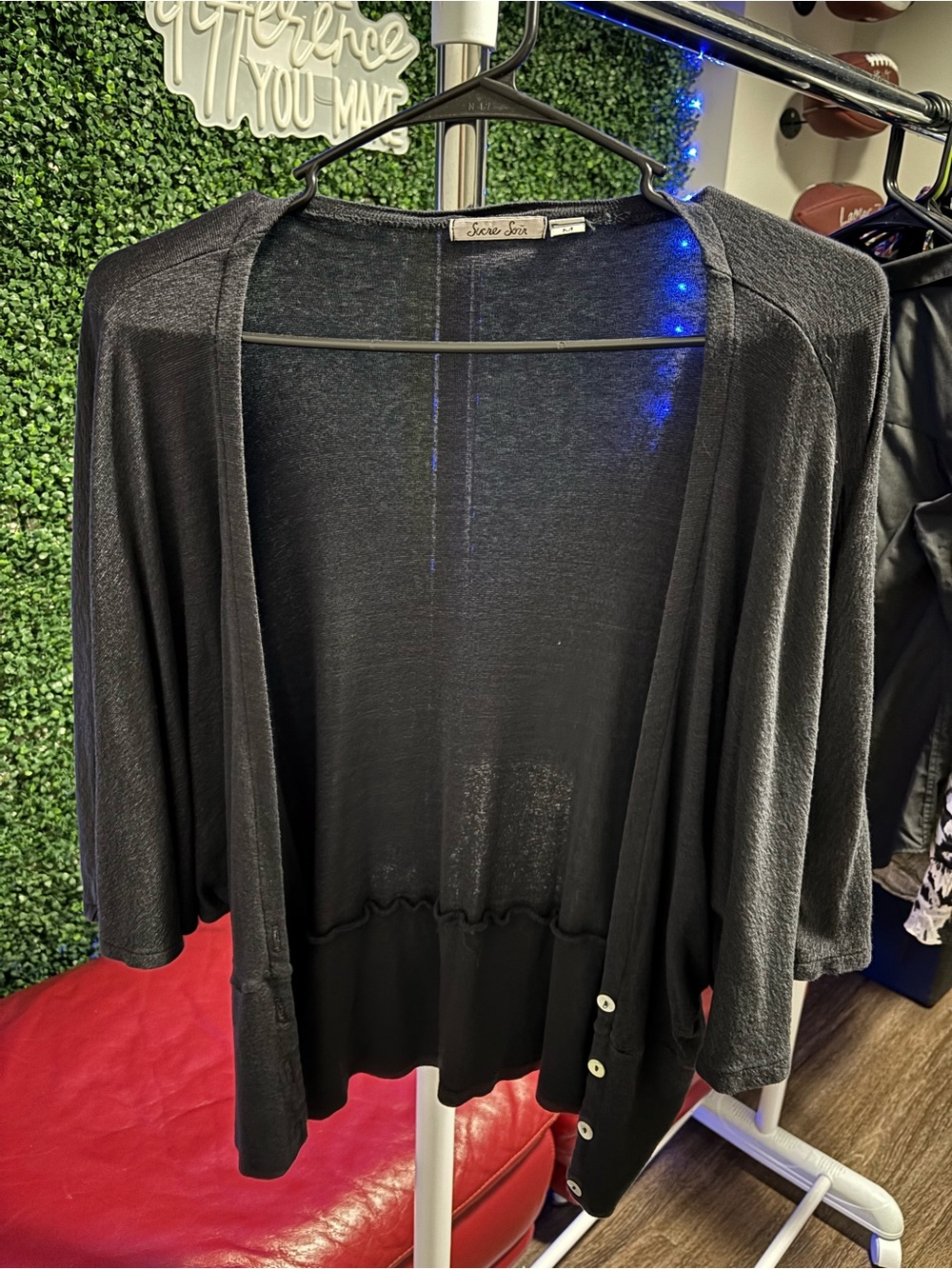 Black Open-Front Women's Cardigan